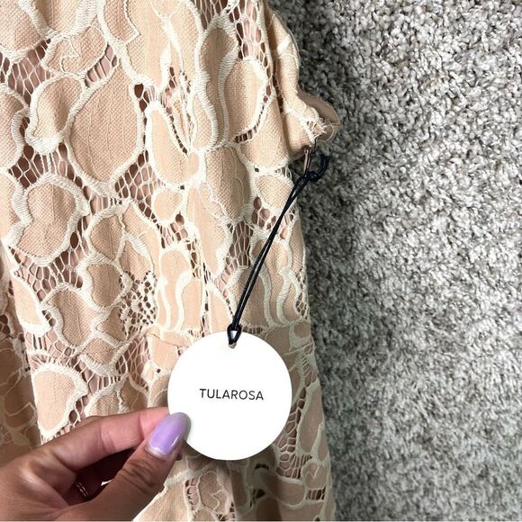 Tularosa Dress Women’s Large Cyrus Beige Tan Floral Lace Sleeveless Halter NWT - Picture 6 of 9